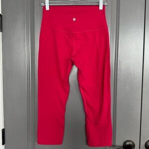 Lululemon Double Lined Align Hi Rise Pink Dragon Fruit Crop Legging Size 8